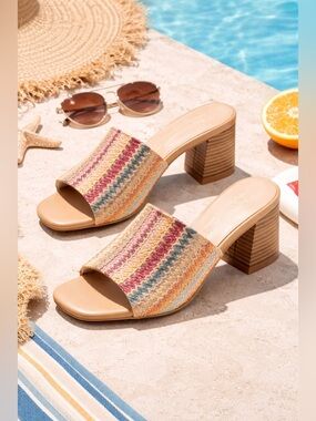 Seychelles Adapt Multi Raffia Block Heel Sandals